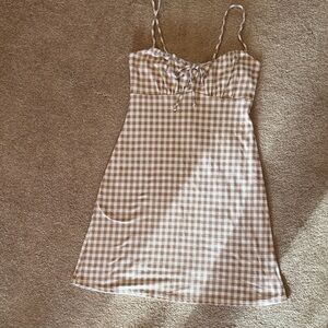 Moa Moa Brown Checkered Mini Dress